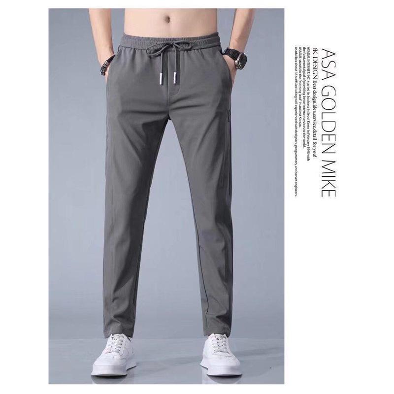 

2024 Мужские летние брюки Ice Silk Stretch: Легкие, модные и повседневные брюки прямого кроя 5XL темно-серого