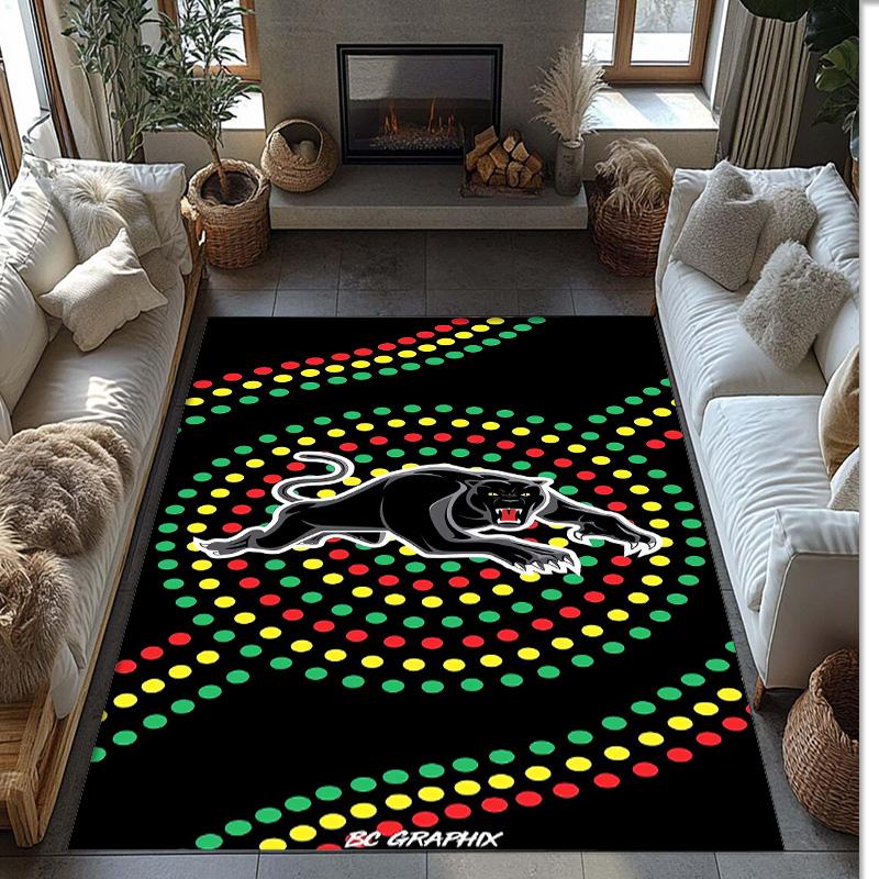 Penrith Panthers Tappeto in Velluto di Cristallo Morbido Anti?Tappetino Antiscivolo Comodo per Casa Soggiorno Camera da Letto Tappeto Decorativo
