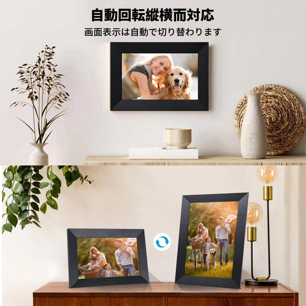 Digitaler Bilderrahmen mit kompatibler Auflösung (Zoll) Touchpanel 16 GB Speicher Automatische Rotationsfunktion Unterstützt bis zu 32 GB Geschenk Kostenlose App Japanische Anleitung
