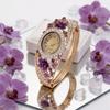 Fashion Ladies Diamond Quartz Watch With Flower Alloy Bracelet For Elegant Wear