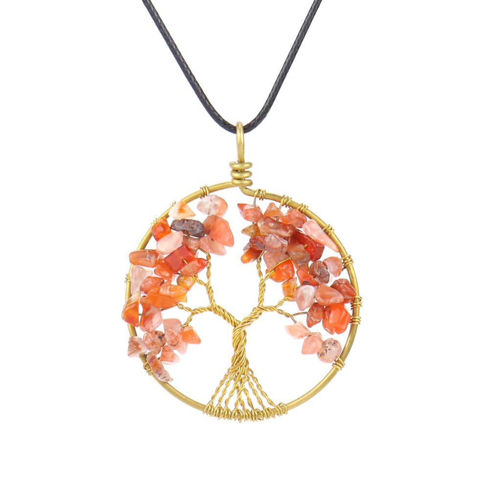 

Ручная работа, медное ожерелье «Древо жизни» с подвеской из натурального измельченного камня