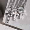 Vnox Unisex Stainless Steel Cross Pendants Neckalces, Zircon Center Inlayed Christ Cross Collar for Men Women Faith Jewelry