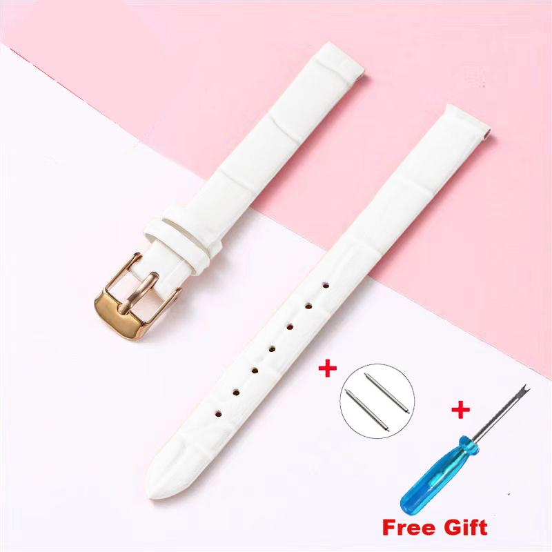 Leather Wath Strap 8mm 10mm 12mm 14mm 16mm 18mm 20mm Strap Genuine Leather Watch Bracelet Rose Gold Buckle with Tool