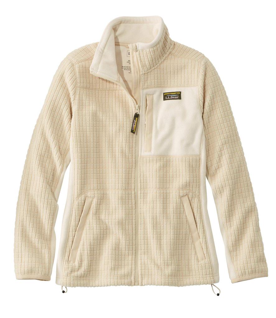 LL Bean Mountain Classic Windproof Fleece US Size 1000024265 Women's Jacket, Fit, Petite, S, Natural/Bone, Multicolor,