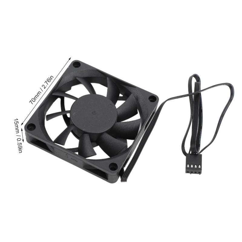 70mm PWM Fan Dual Ball Bearing Cooling Fan 4 Pin PWM Intelligent Temperature Control PC Case Fan Speed Up To 2500RPM 7 Blade