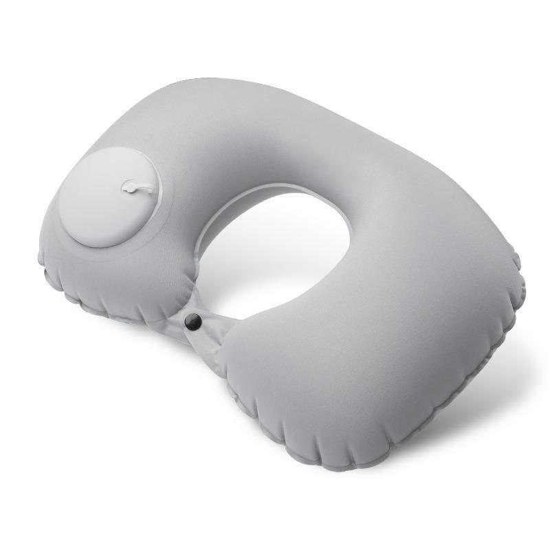 Portable Inflatable U-shaped Neck Pillow for Travel - Milk Silk Press-type for Car & Airplane