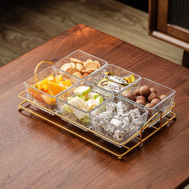 Hammered Glass Divided Serving Platter