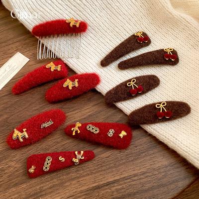 Autumn and Winter Retro New Year Plush Natal Year Pony Hairpin Light Luxury BB Clip Versatile Hair Accessories Headgear