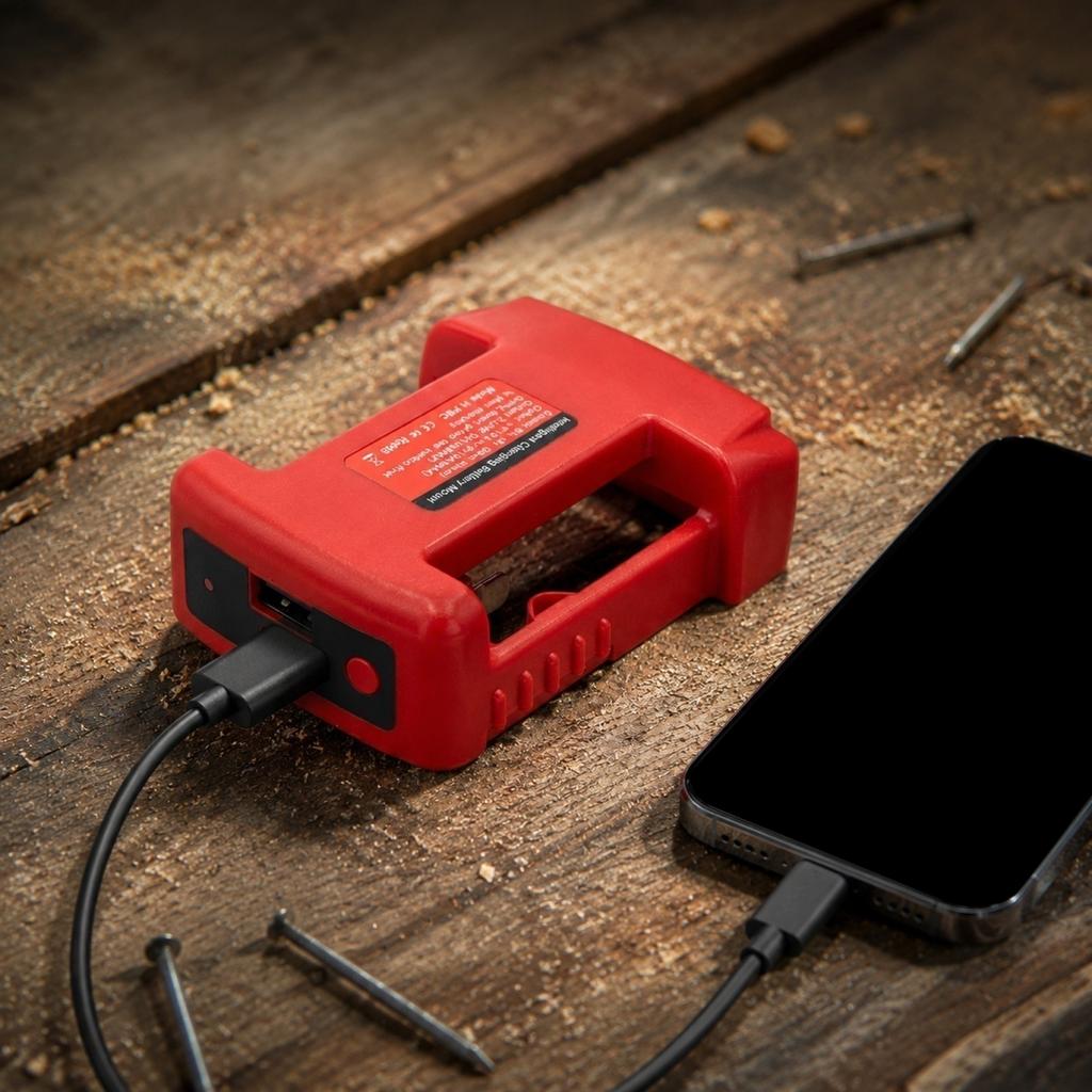 Tool Battery Adapter USB 3.0 Output 18W , Portable Charger Compatible with Most Cordless Tool Batteries with Belt Clip