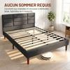 Bed Frame 140 X 200 Cm With Wooden Slatted Base Double Bed Upholstered In Linen Effect Storage Underneath Noise Free Gray