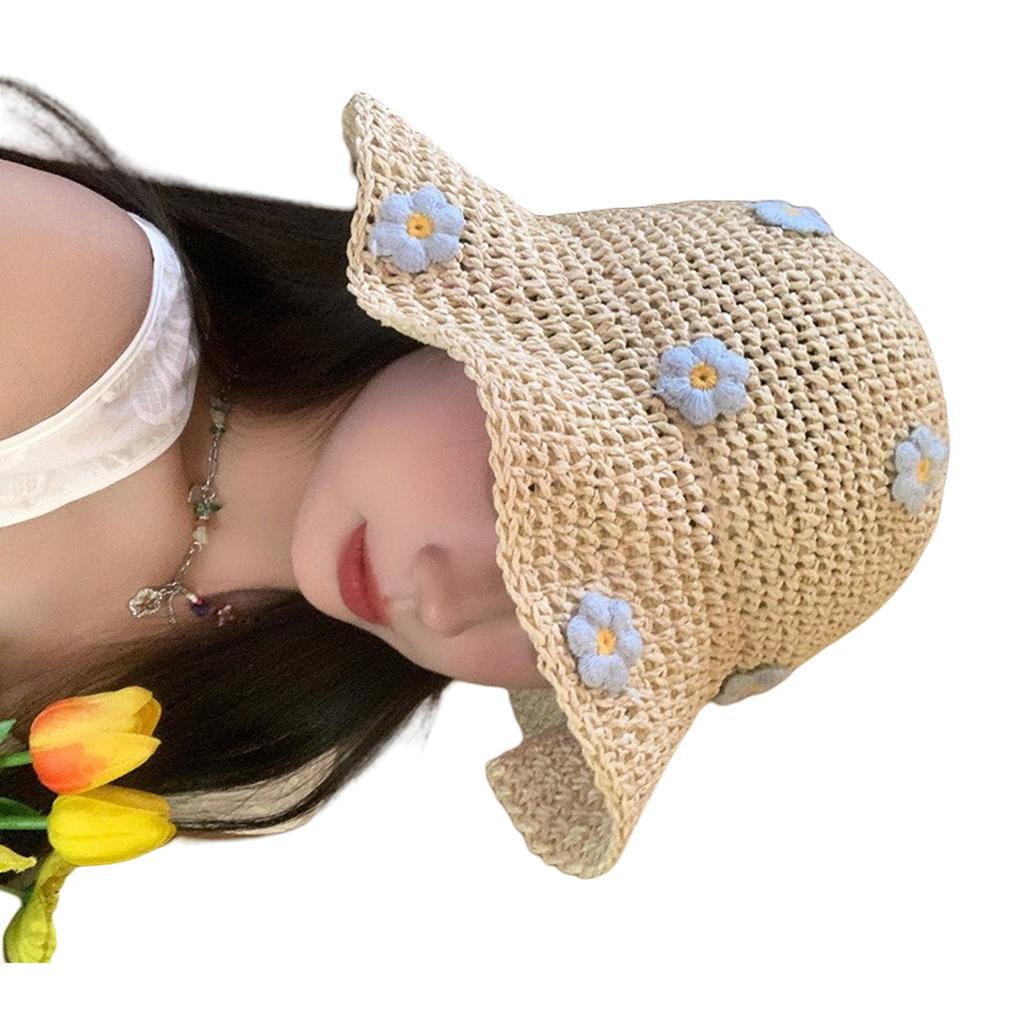 Foldable Straw Sun Hat With Wide Brim For Beach Vacation Summer Outdoor Activities Floral Design Breathable Women's Hat