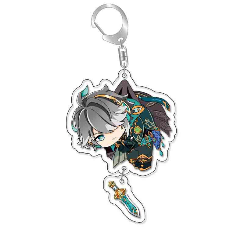 Game Genshin Impact Keychains Acrylic Model School Bag Jewelry Keychian Metal Holder Key Ring For Children Girl Men Accessories