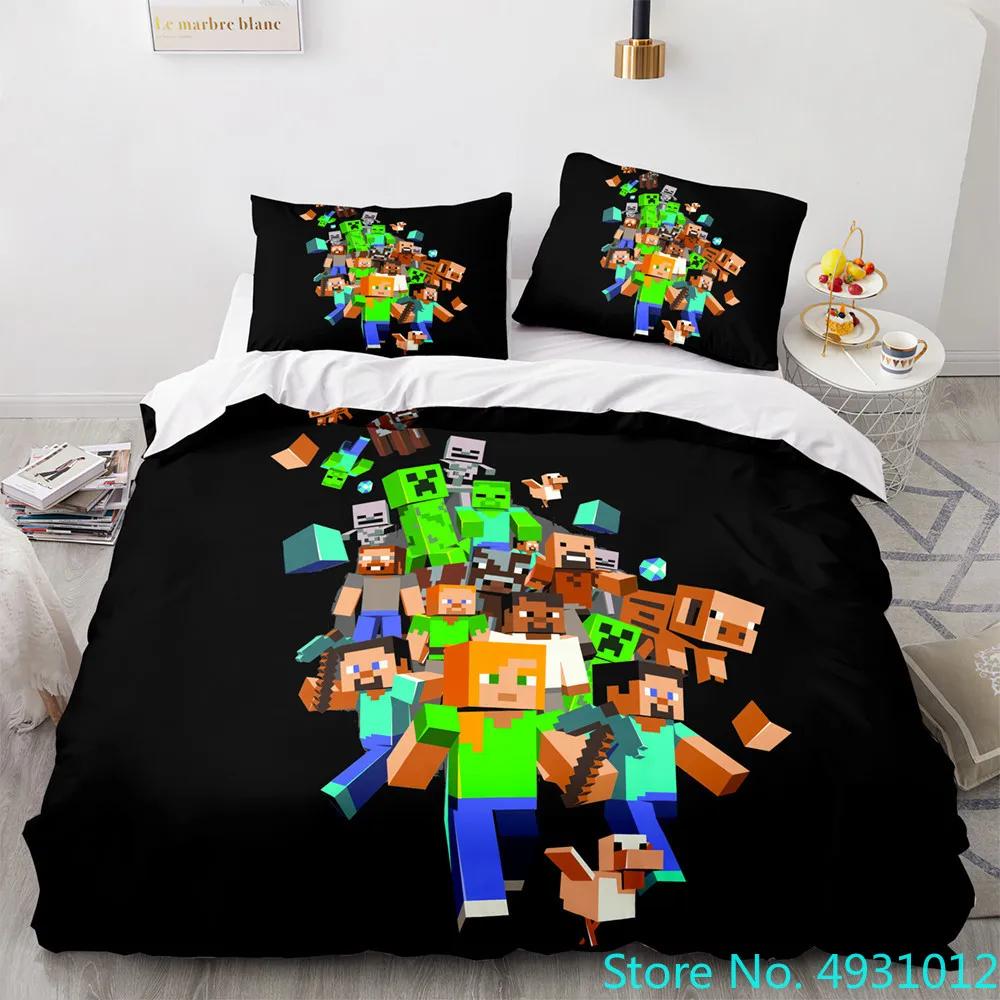 Anime Game My World Monster Hunters Bedding Set Duvet Cover Pillowcases Single Bedclothes Children'S Kids Adult Bedroom Decor