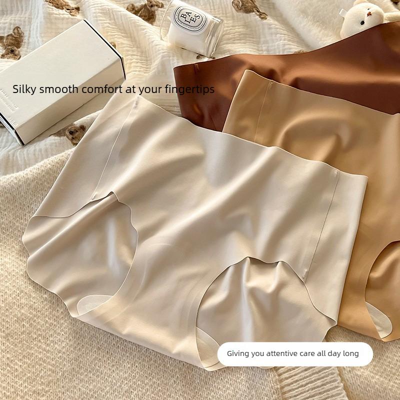 Women's Spring and Summer Camellia Fragrance Milk Skin 10A Antibacterial Extended Crotch Ice Silk No Trace Briefs