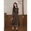 French Retro Plaid A-line Dress