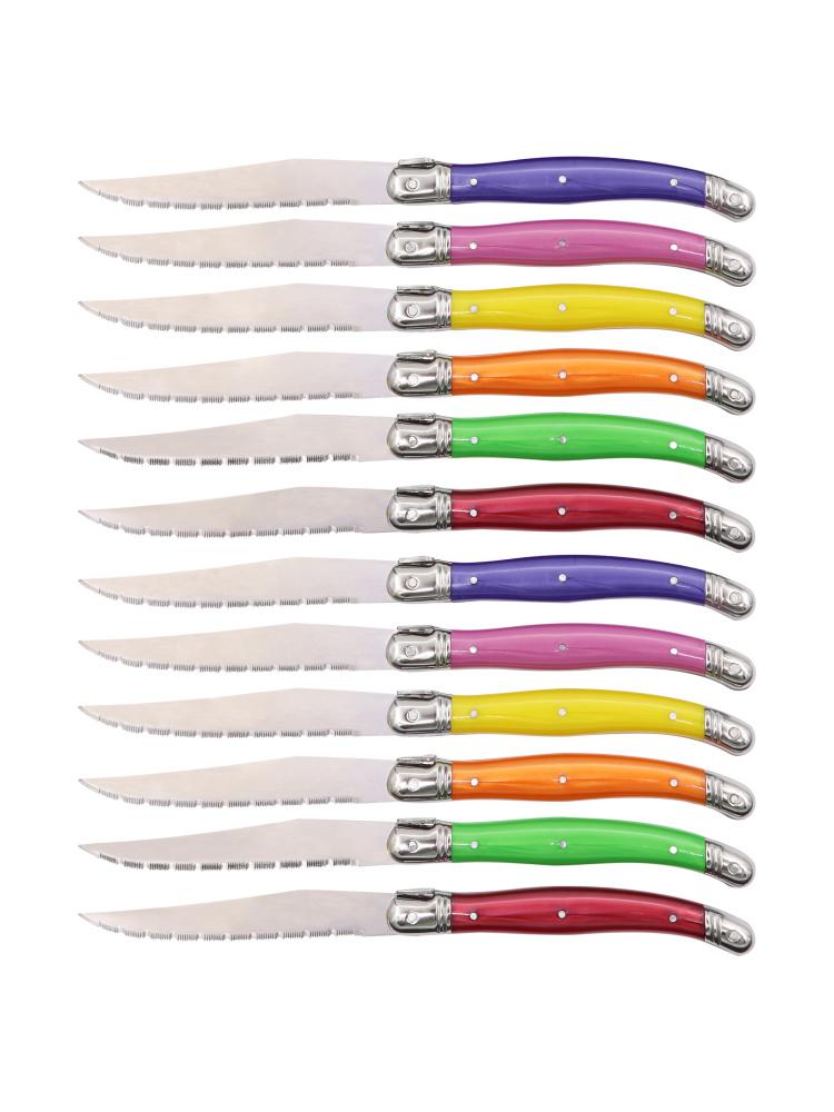 Jaswehome 12pcs Laguiole Stainless Steel Steak Knife Set Dinner Table Knife Set Dessert Knife for Dinner Cutlery Set