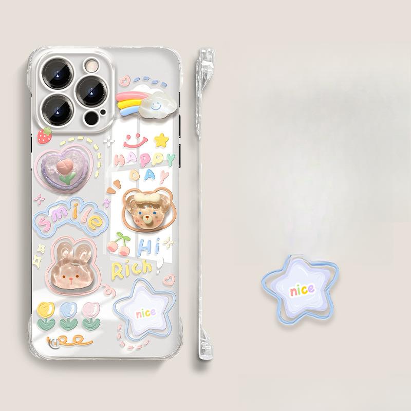 

Пигмент Кролик Кукла Невидимая Подставка Подходит для Чехла для Мобильного Телефона Apple 16 15 Милый Безрамочный 14 Высококлассный 13 Ультратонкий Redmi K40/K40 Pro