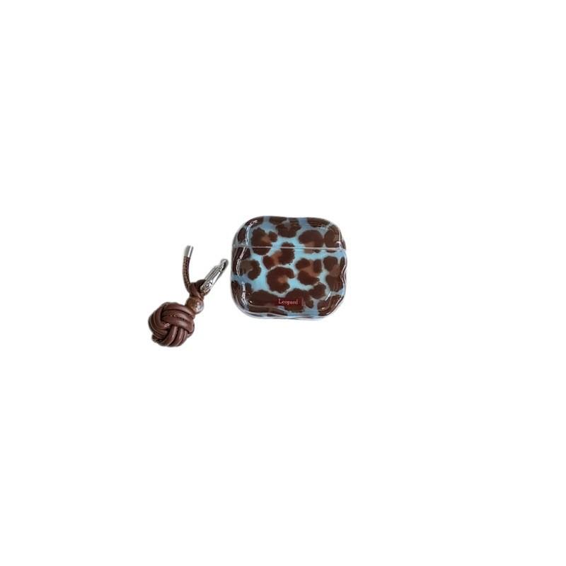 Retro Blue Brown Leopard Print AirpodsPro1 Earphone Case for Apple 1/1/1/1st Generation Wireless Bluetooth Case