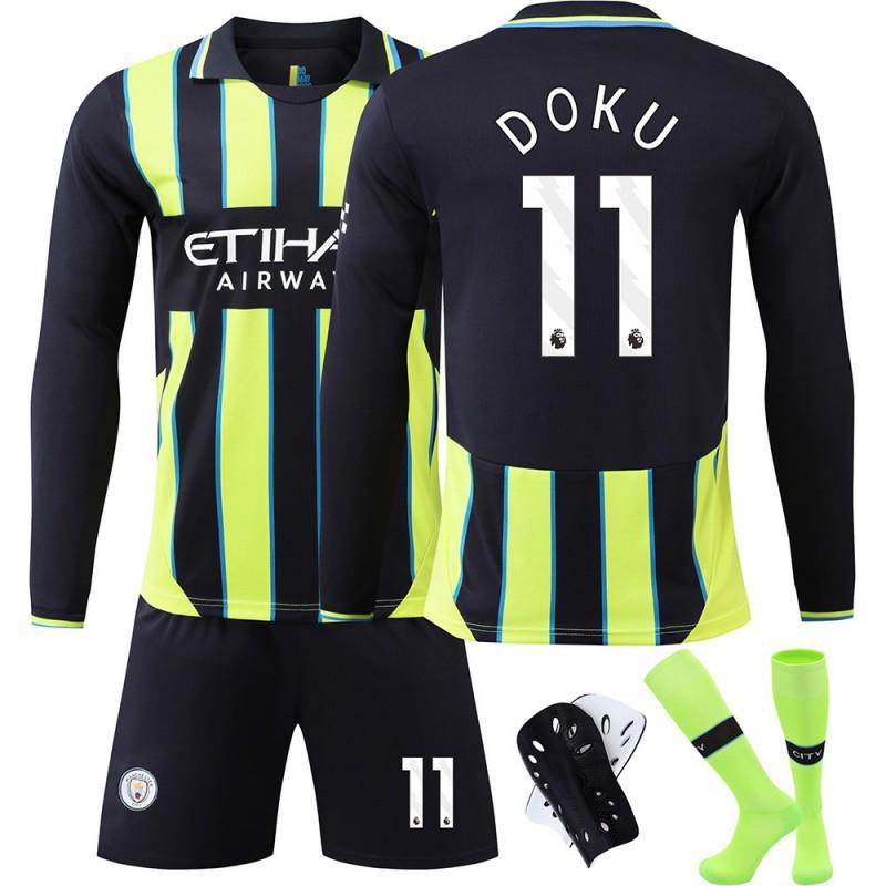 2425 Manchester City Away Shirt No. 9 Harland 17 De Braunet Long-sleeved Football Set Training Clothes