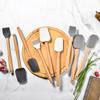 3 PIÈCES Racloir à Crème DIY Spatule à Pain Gâteau Beurre Fouet Pinceau à Huile Outil de Boulangerie Cuisine Spatule Manche en Bois Silicone Anti-adhésif