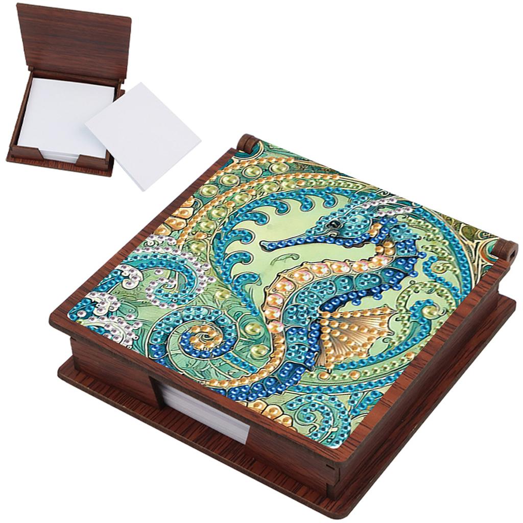 Wooden DIY Diamond Painting Kit Note Box with 160 Papers Diamond Painting Note Box for Home Office and School Supplies