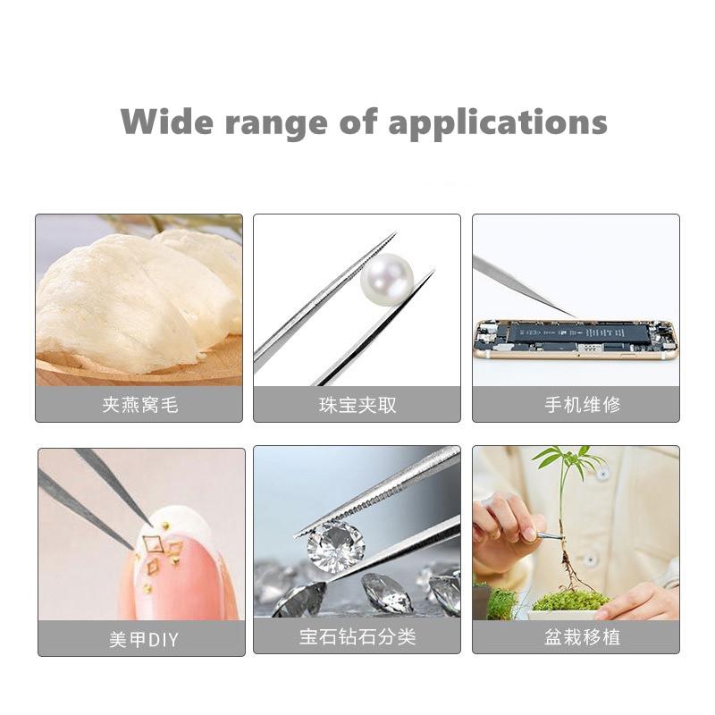 Professional Stainless Steel Tweezers Set, Multi-Purpose Precision Tweezers for Jewelry Making, Electronics Repair, Lab & Craft