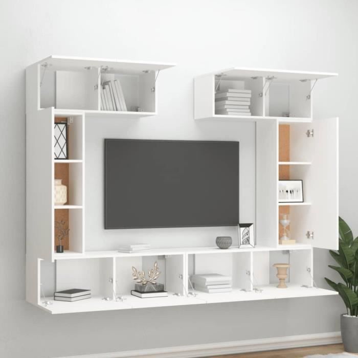 VidaXL TV Unit Set 6 Pcs White Engineered Wood 3114462