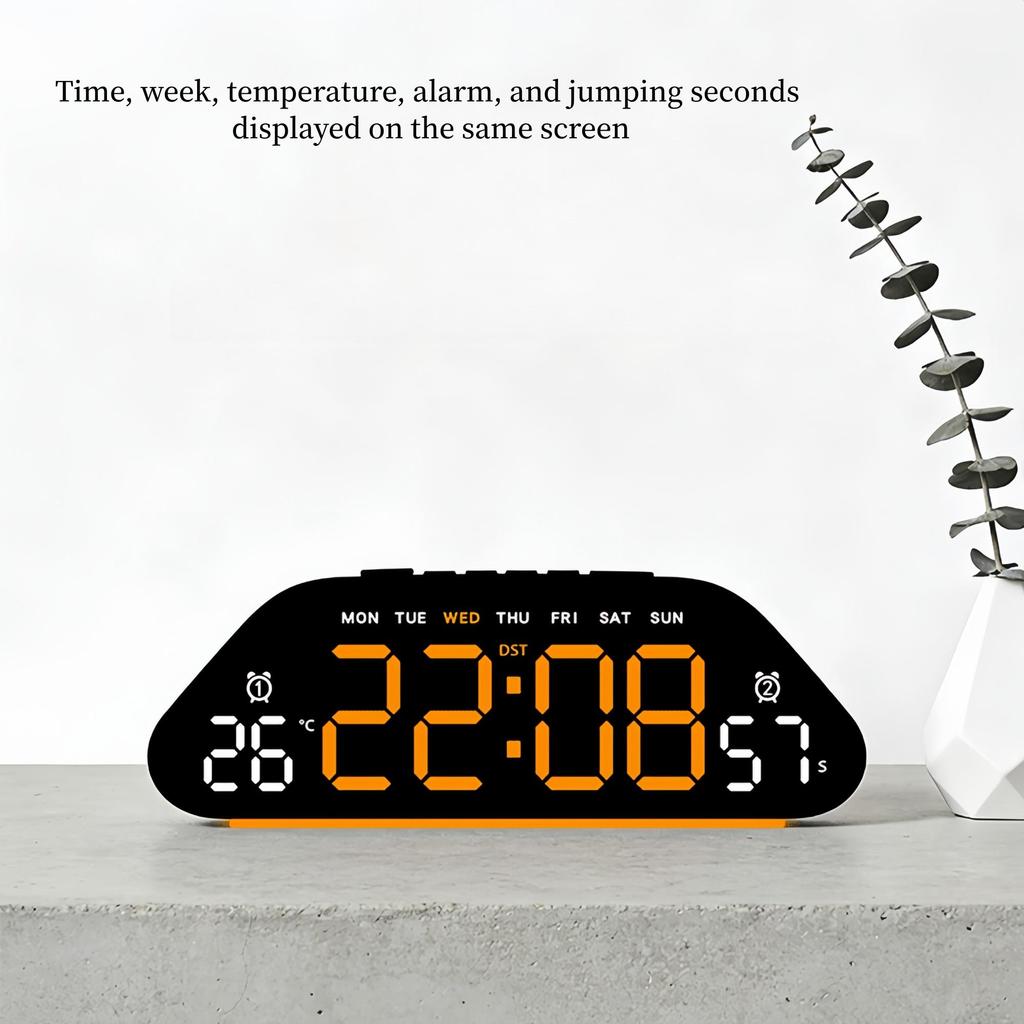 LED Digital Alarm Clock Temperature Week Date Display Timer Brightness Adjustment Electronic Table Clock with Ambient Light