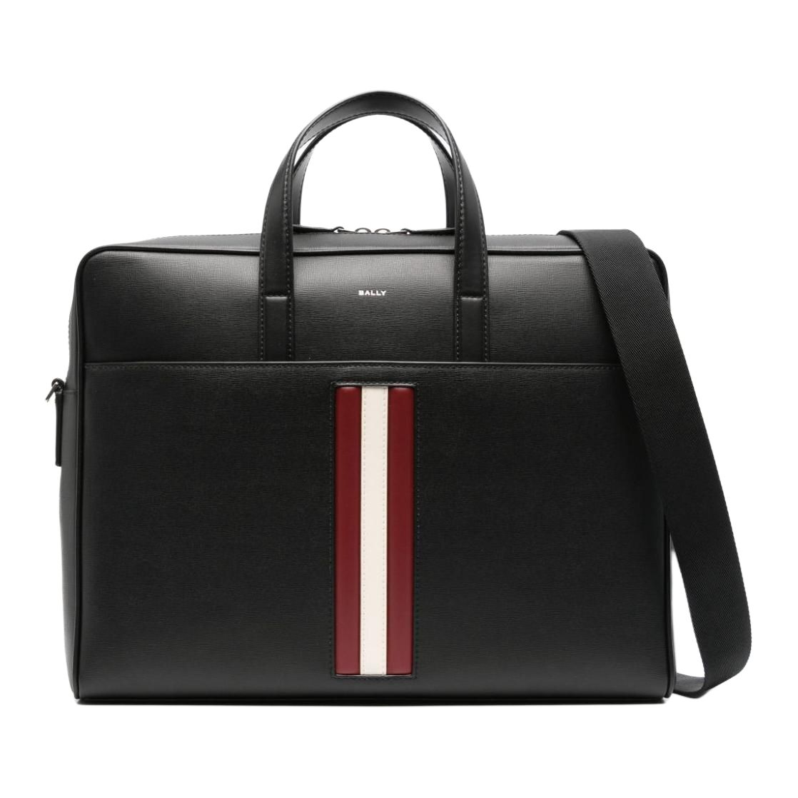 

Bally Mythos Logo Zip Closure Leather Shoulder Crossbody Briefcase Men Bags Black Red White 6308443 Basic Set (Bag+Dust Bag)