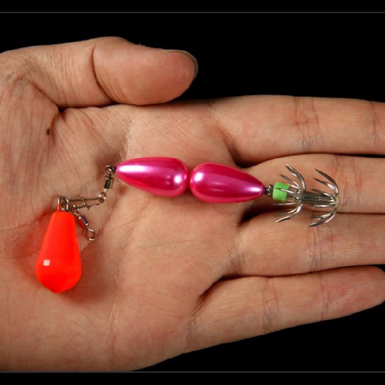 Umbrella Hook Cuttlefish Sleeve Fishing Hook Double Layer Squid Hook with Colorful Beads Swivels Sea Fishing Accessories