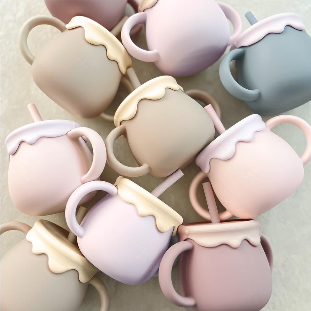 regalo Silicone Snack Food Sanitation Replaceable Baby Mug 3-Way Mug, Cup, Inspected, Lid, Shatterproof, Gift, 3-Way (Dusty Pink)