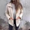 Women's Single-sided Tweed Fall and Winter Lapel Knit Zipper Casual Jacket
