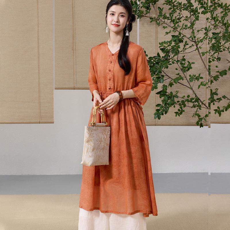 Summer 2025 Button Decoration Loose and Comfortable Women's Dress