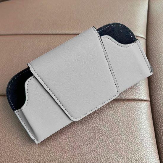 Sunglasses Holder for Car Sun Visor Soft Velvet Lined Sunglasses Case Anti-Scratch Leather Storage Box Space-Saving Car Accessory Organizer for