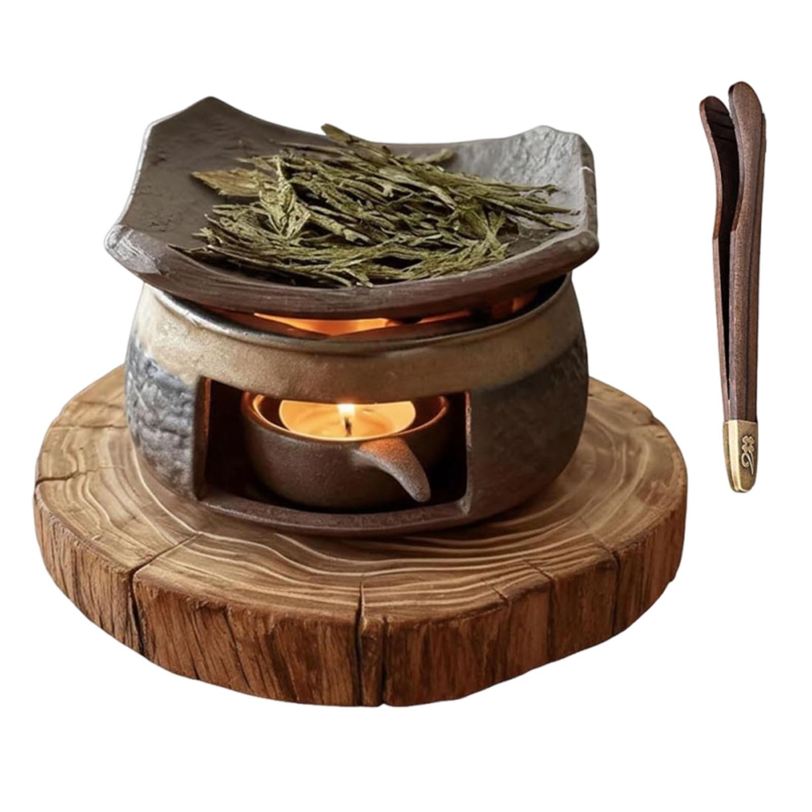 Ceramic Aromatherapy Stove Essential Oil Burner with Tealight Holder Ceramic Tea Stove Warmer Set for Home Office Decor
