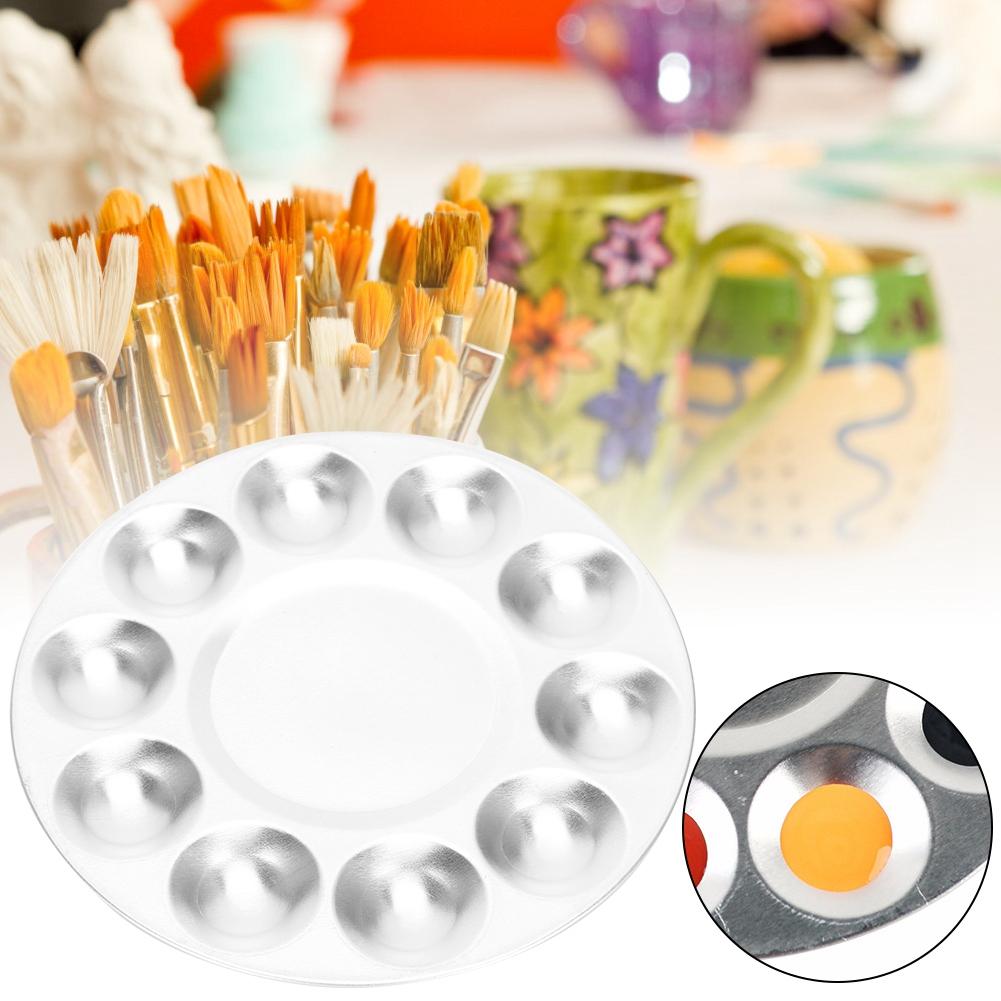 10 Grid Palette Aluminum Painting Tray Pottery Tools Art Supplies  for Craft Collection