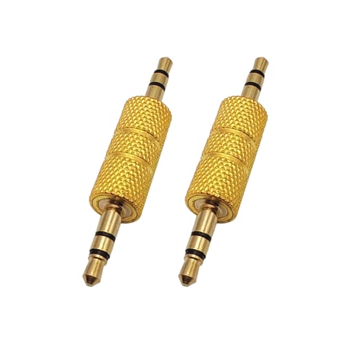 Voluty Tek 3.5mm To 3.5mm Male-Male Audio Headphone Adapter, Gold-Plated 1/8" Stereo Coupler Connector for Speakers, MP3 Players, Pack of 2