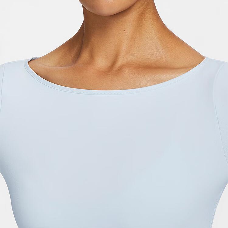 Nike Dri-Fit Yoga Solid Color Round Neck Quick-Dry Long Sleeve T-Shirt Women Tops Purple Blue DQ6035-423