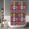 Mandala Patchwork Shower Curtain Multicolor Squares Spiritual Design Bohemian Style Abstract Art Waterproof Fabric Home Decor
