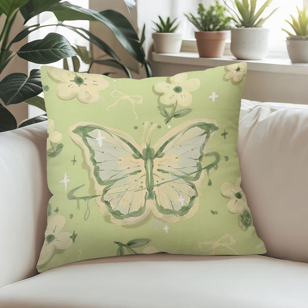 Moss Butterfly Square Jacquard Pillow Cover for Sofa Office Waist Cushion Cover Home Decorative Pillowcase