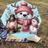 1PC Polar Bear Snowman Automatic Open/Close Umbrella Compact Folding Umbrella with 8-Rib Shaft Lightweight Esign, Fashion Lovers1255A