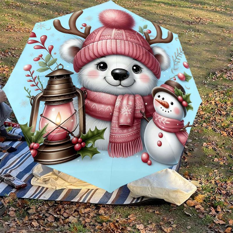 1PC Polar Bear Snowman Automatic Open/Close Umbrella Compact Folding Umbrella with 8-Rib Shaft Lightweight Esign, Fashion Lovers1255A
