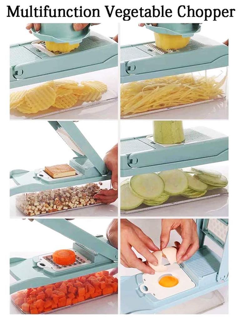 MENDENG Julienne Dünnes Kochwerkzeug Gemüseschneider Schneider, Set, Schneider, Set, Schneider, 7-in-1 Multifunktion (Hellblau)