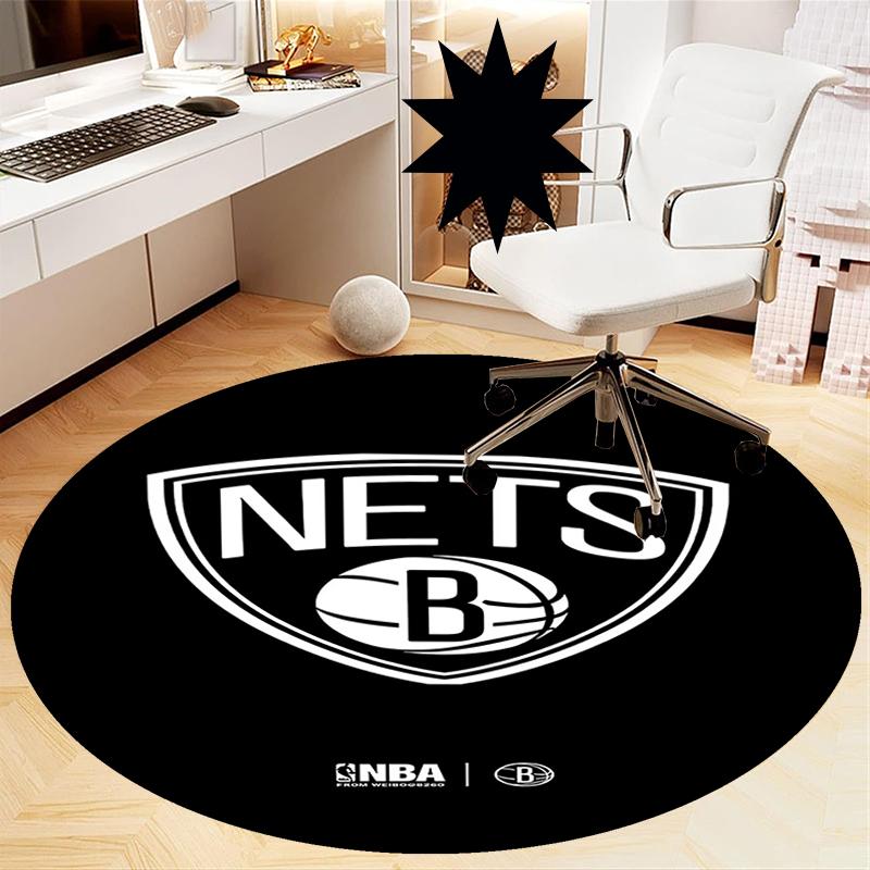 Brooklyn Nets Printed Round Rug Carpet Chair Rug Area Rug Entryway Doormats,for Office Chair Living Room Bedroom Kitchen Room.