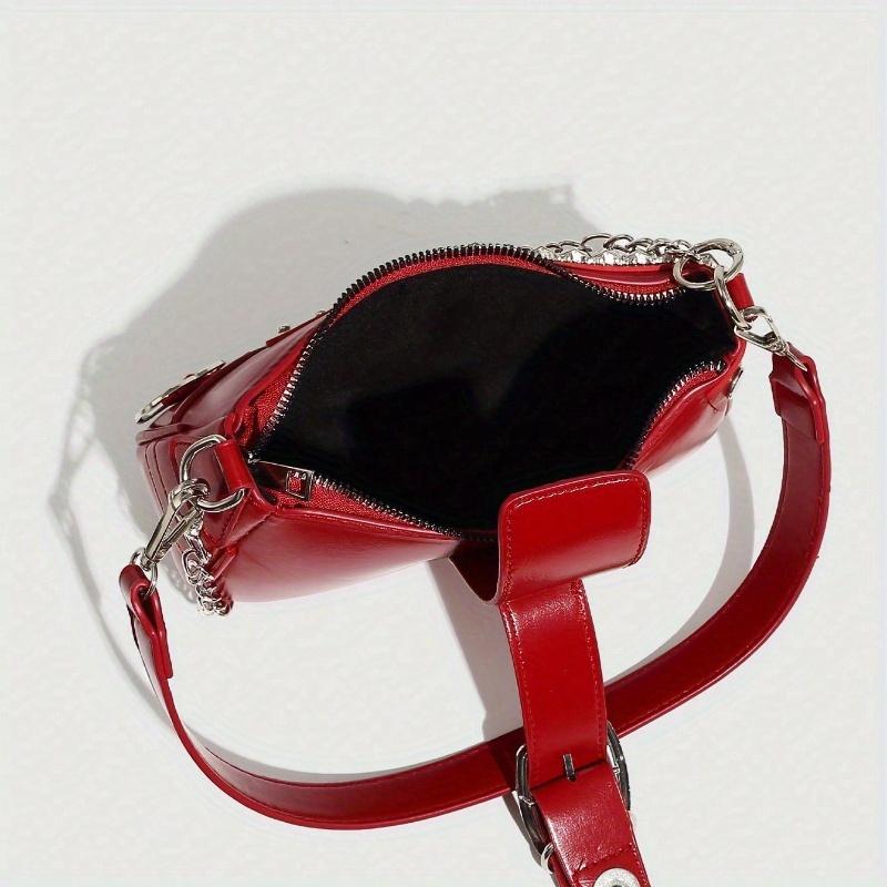 Y2K Fashionable Multi-Functional Star & Moon Design Unique Pink Chain Decor Steampunk Ladies Rock Style Bag Suitable for Girls'' Street Style