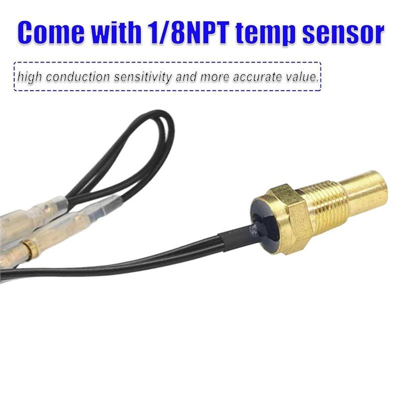 Versatile Water Temperature& Voltage Gauge Set In 2-In-1 Design-Digital Blue LED Display For 12V/24V Vehicle Systems