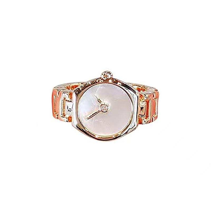 Unique Imitation Watch Design with Gold Open Ring, Gothic Girls' Fashion Jewelry For Women Party Luxury Accessories