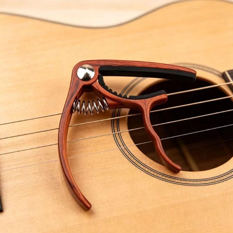 Wood-Grain Capo Capo for Folk, Classical, and Acoustic-Electric Guitars Universal Capo for Ukulele Small Hand Grip