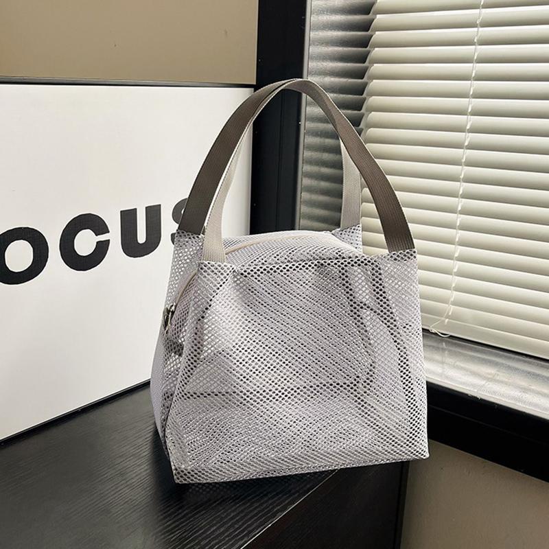 Geantă Mare din Plasă cu Mâner Geantă de Toaletă și Machiaj de Călătorie Geantă Portabilă de Plajă Pungă cu Fermoar pentru Cosmetice