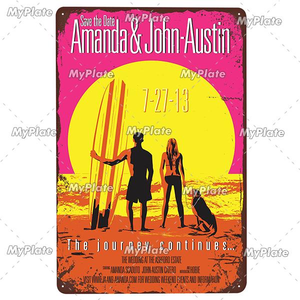 Surf Shop Vintage Metal Signs Decor Rust Tin Sign Wall Art Stickers Hawaii Poster for Bar Pub and Club Room Wall Art Decoration